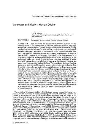 Language and Modern Human Origins