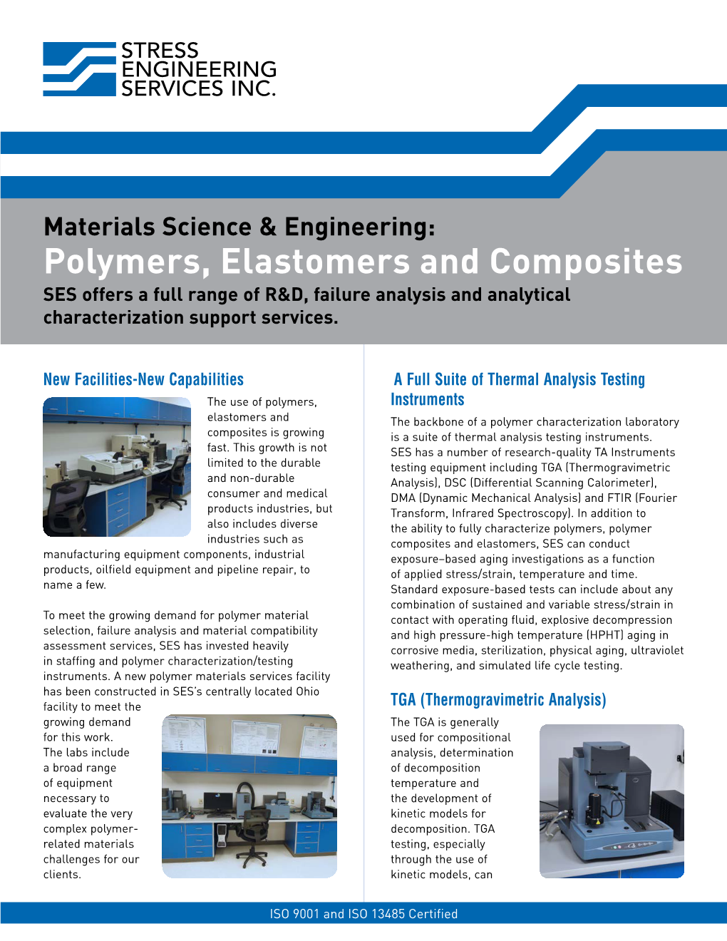 Polymers, Elastomers and Composites SES Offers a Full Range of R&D ...