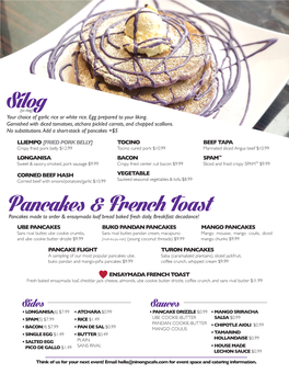 Silog Pancakes & French Toast