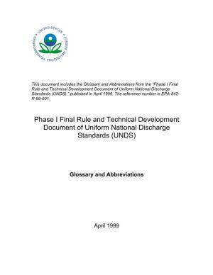 Glossary and Abbreviations, Phase I Uniform National Discharge Standards for Vessels of the Armed Forces, Technical Development