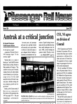 Amtrak at a Critical Junction on Division of by Kenneth Prendergast in Recent Years, Rail Passenger Erations