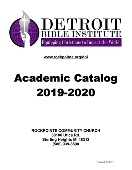 Academic Catalog 2019-2020