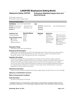 LANDFIRE Biophysical Setting Model