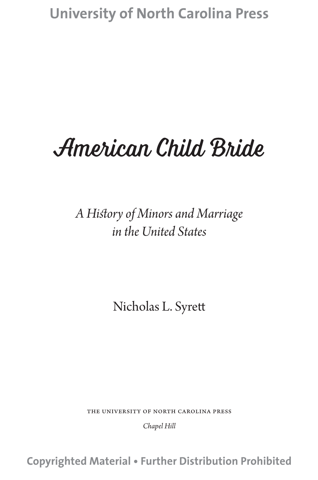 American Child Bride