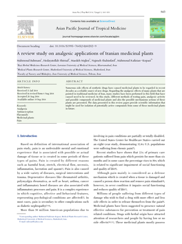 A Review Study on Analgesic Applications of Iranian Medicinal Plants