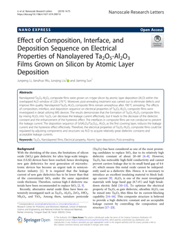 Effect of Composition, Interface, and Deposition Sequence on Electrical