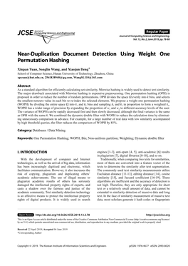 Near-Duplication Document Detection Using Weight One Permutation Hashing