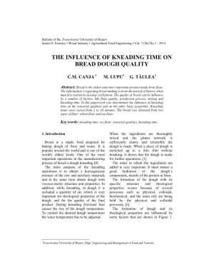 The Influence of Kneading Time on Bread Dough Quality