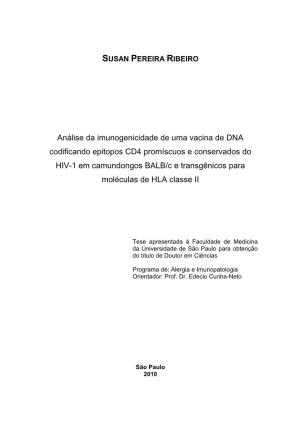 Análise Da Imunogenicidade De Uma Vacina De DNA Codificando Epitopos CD4 Promíscuos E Conservados Do HIV-1 Em Camundongos BALB