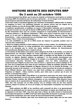 La Rentrée Parlementaire De L'automne 1956 S'effectue Le Marti 2 Octobre