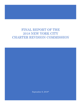 Final Report of the 2018 New York City Charter Revision Commission