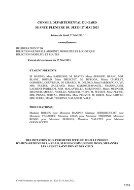 Conseil Departemental Du Gard Seance Pleniere Du Jeudi 27 Mai 2021
