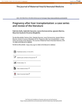 Pregnancy After Liver Transplantation: a Case Series and Review of the Literature