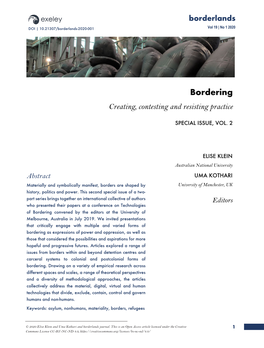 Bordering Creating, Contesting and Resisting Practice