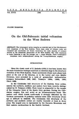 On the Old-Paleozoic Initial Volcanism in the West Sudetes