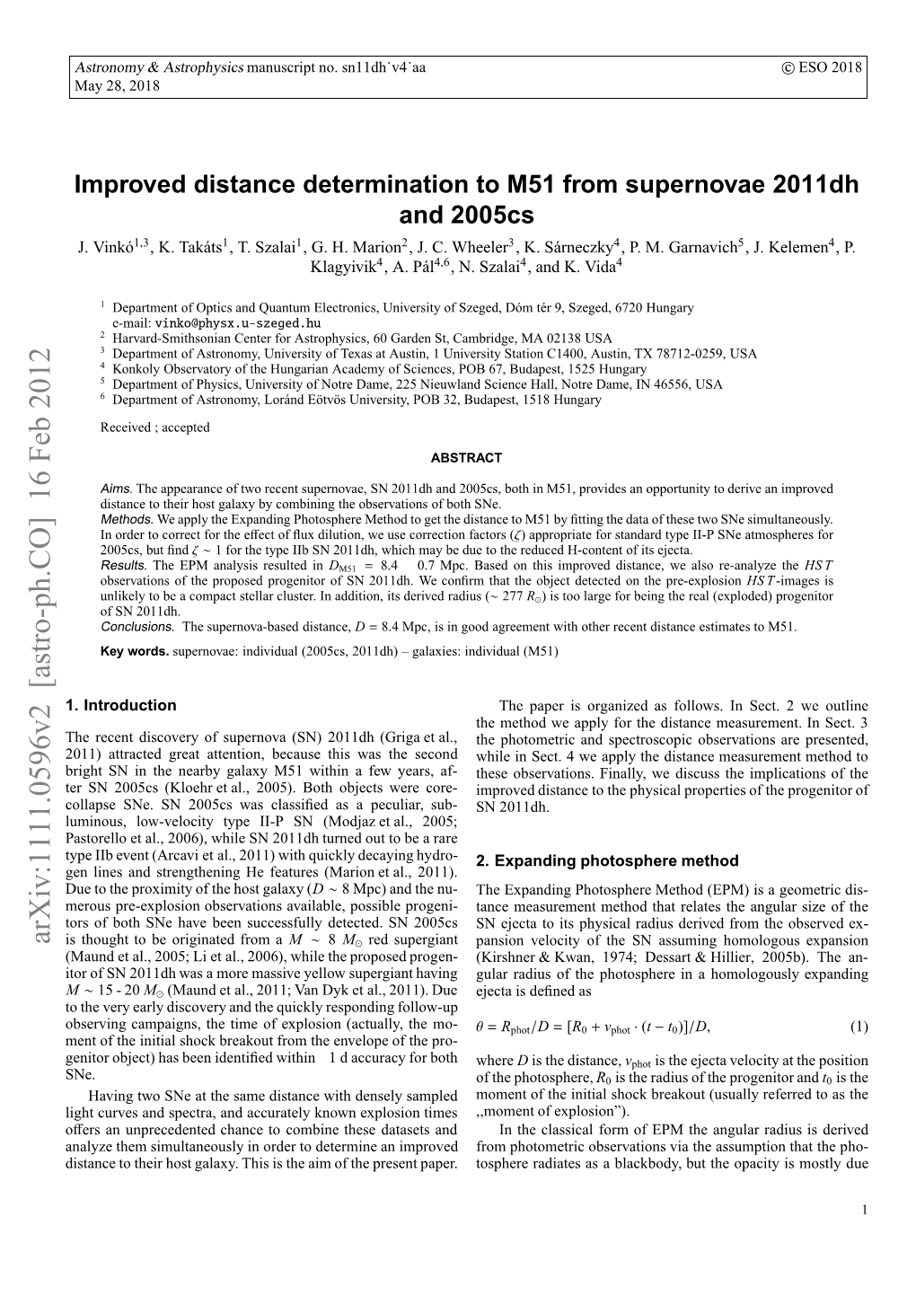 Arxiv:1111.0596V2 [Astro-Ph.CO] 16 Feb 2012 E Ie N Teghnn Efaue Mro Ta