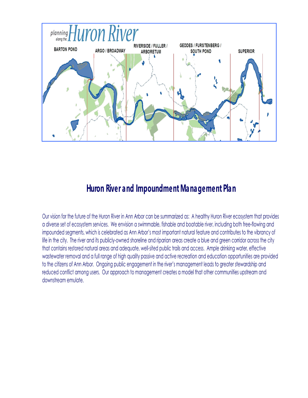 Huron River and Impoundment Management Plan