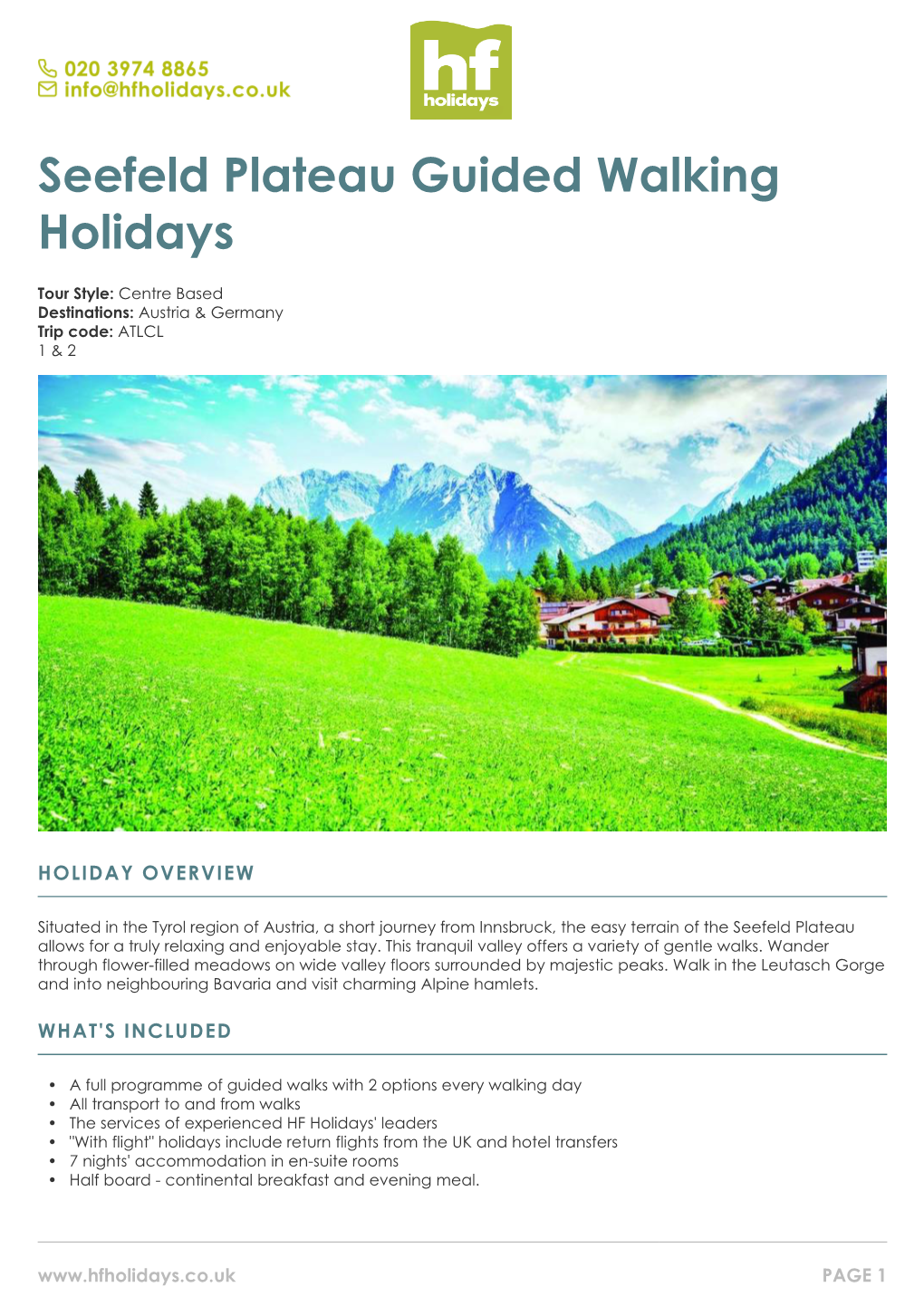 Seefeld Plateau Guided Walking Holidays