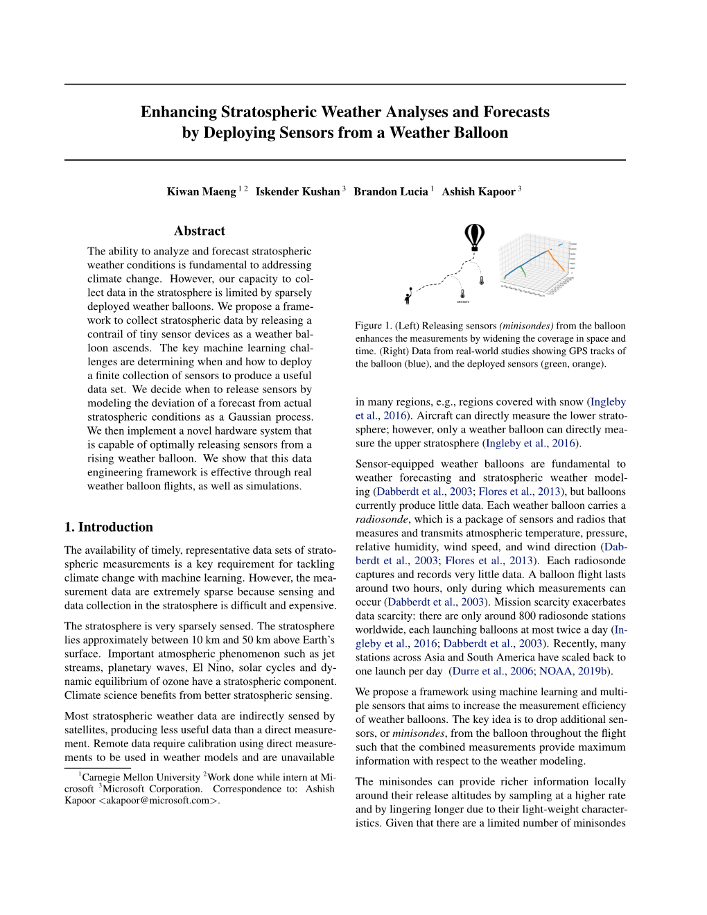 Enhancing Stratospheric Weather Analyses and Forecasts by Deploying Sensors from a Weather Balloon