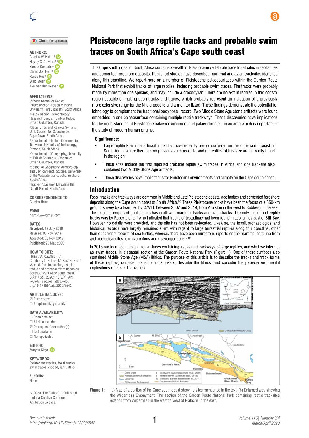 Pleistocene Large Reptile Tracks and Probable Swim Traces on South