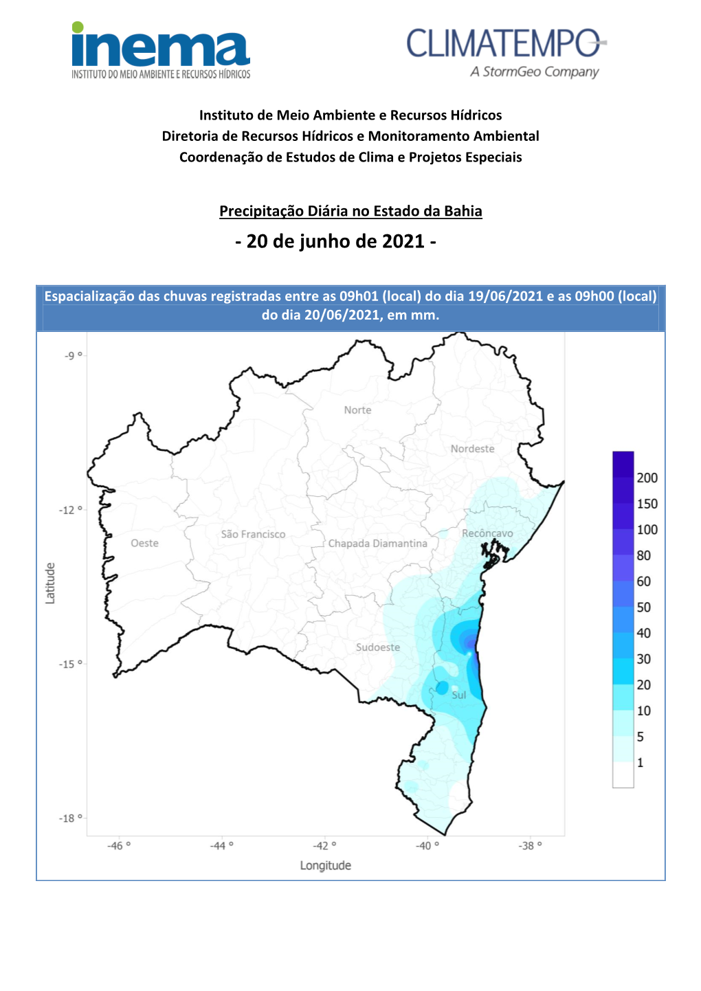 Instituto De Meio Ambiente E Recursos Hídricos Diretoria De Recursos Hídricos E Monitoramento Ambiental Coordenação De Estudos De Clima E Projetos Especiais