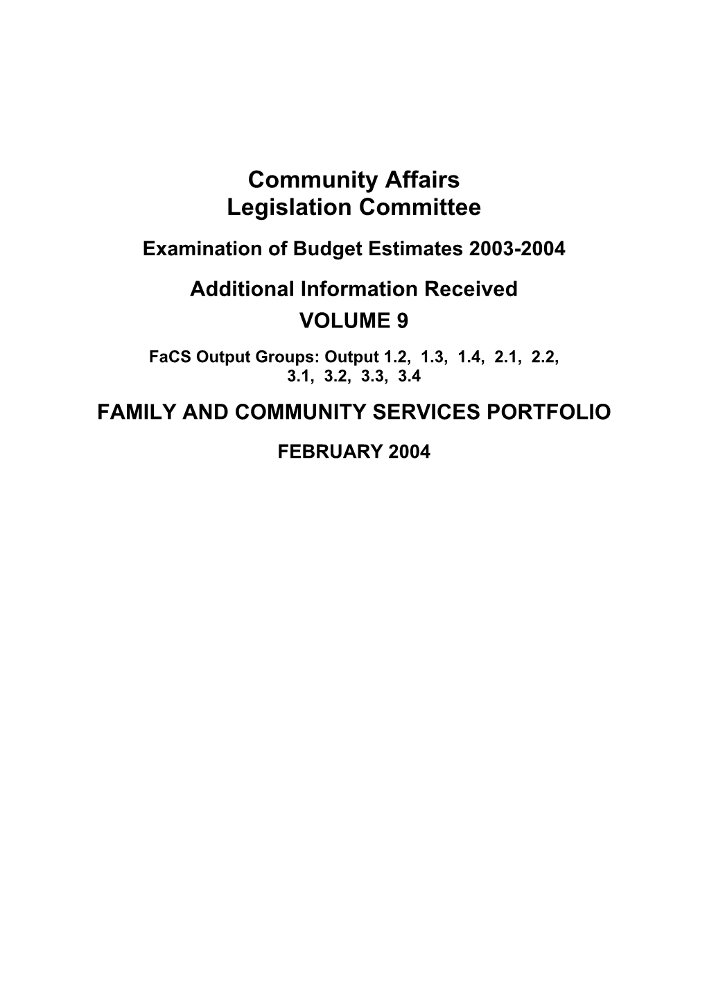 Examination of Budget Estimates 2003-2004