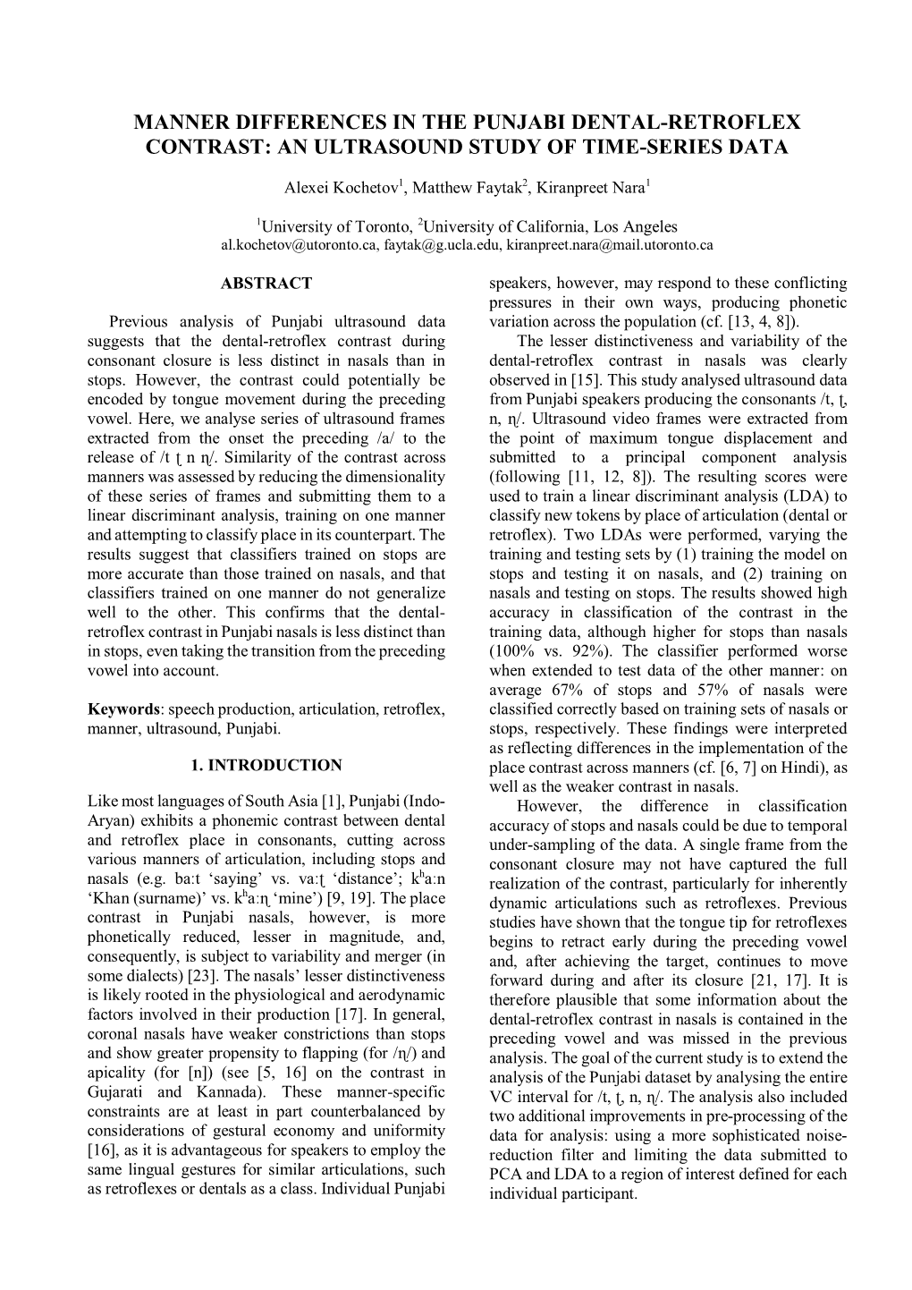 Manner Differences in the Punjabi Dental-Retroflex Contrast: an Ultrasound Study of Time-Series Data