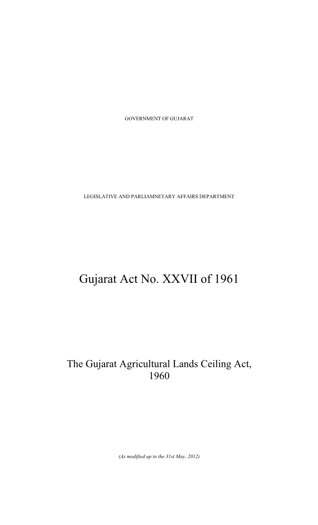 Gujarat Act No. XXVII of 1961