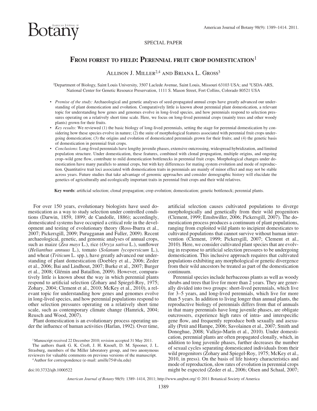 From Forest to Field: Perennial Fruit Crop Domestication