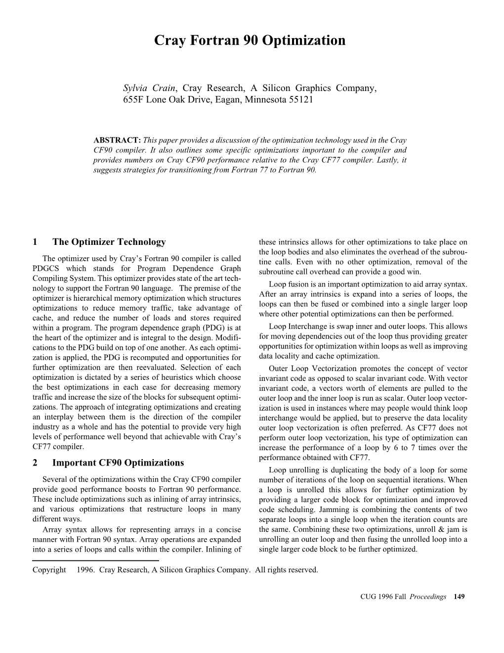 Cray Fortran 90 Optimization