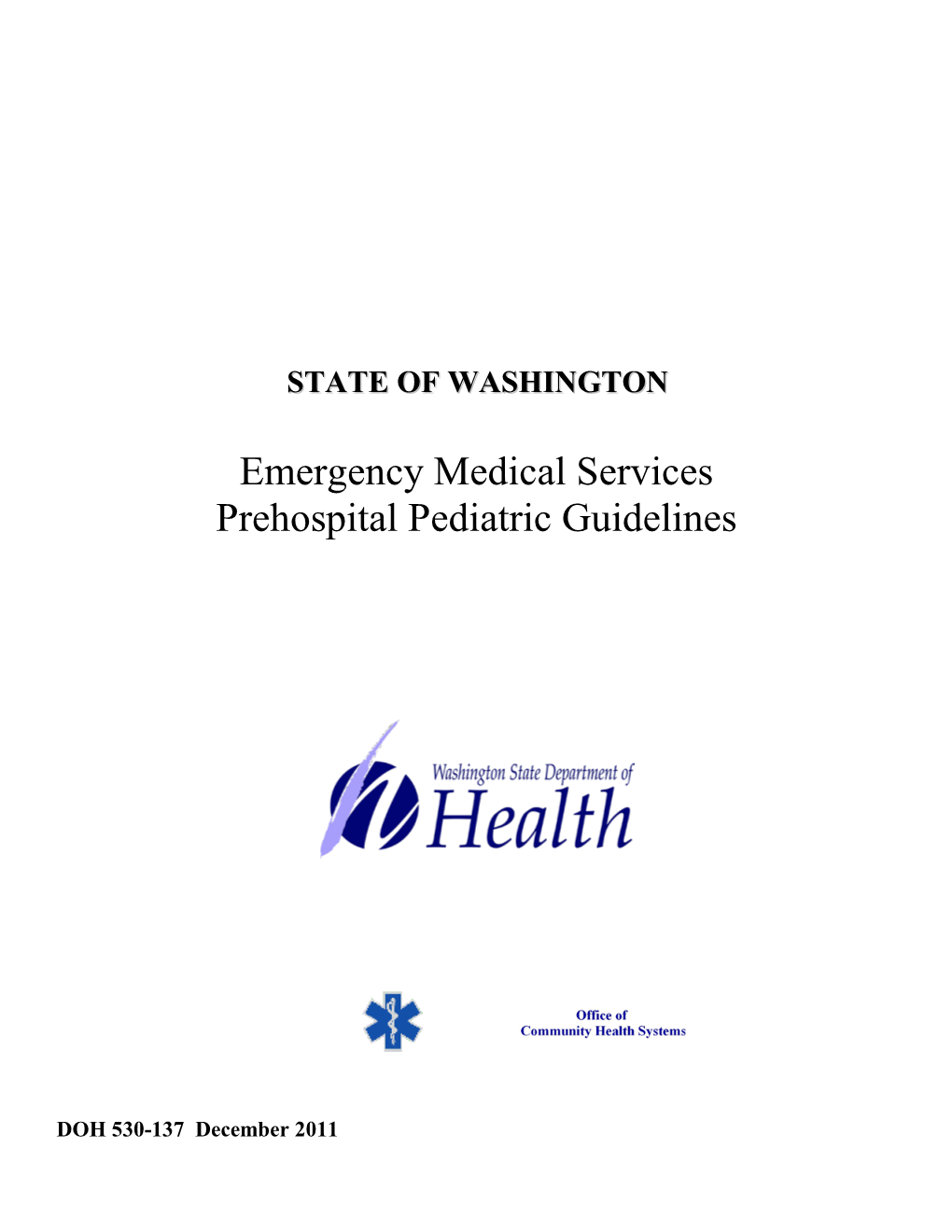 Washington State EMS Pediatric Guideliens