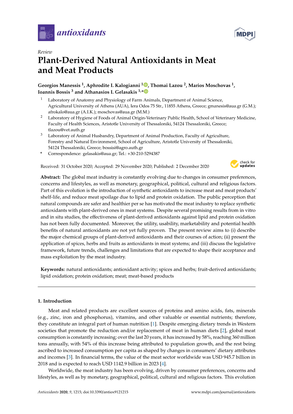 Plant-Derived Natural Antioxidants in Meat and Meat Products