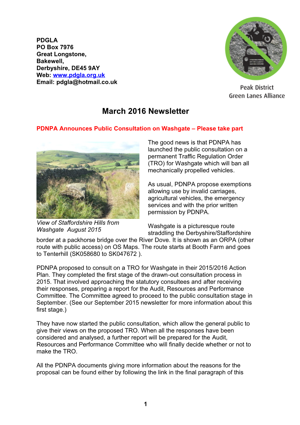 PDGLA March 2016 Newsletter