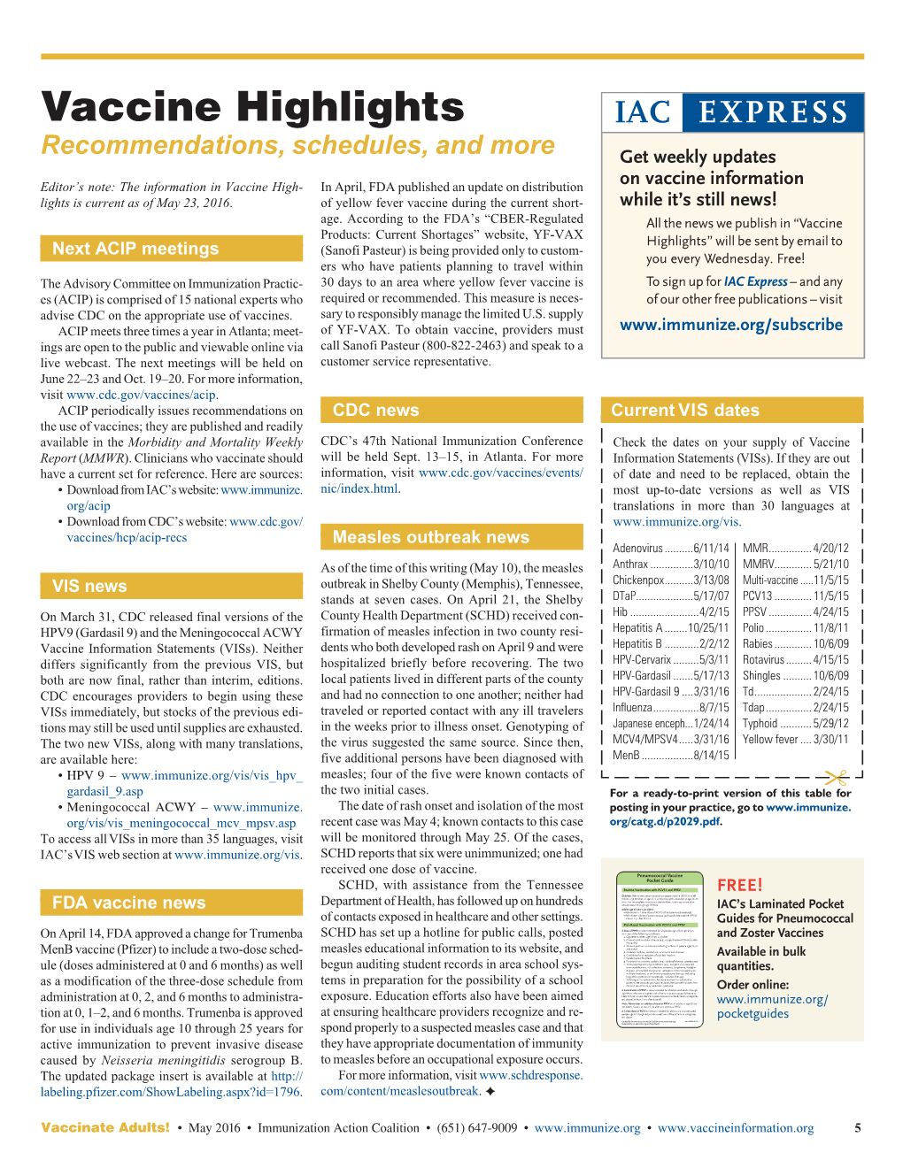 Vaccine Highlights