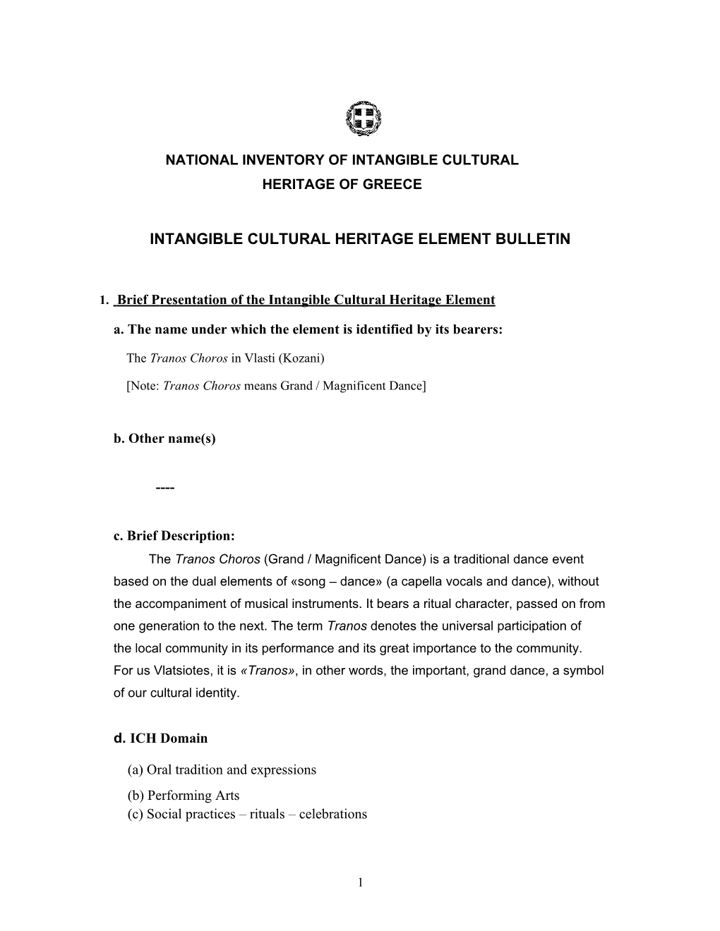 Intangible Cultural Heritage Element Bulletin