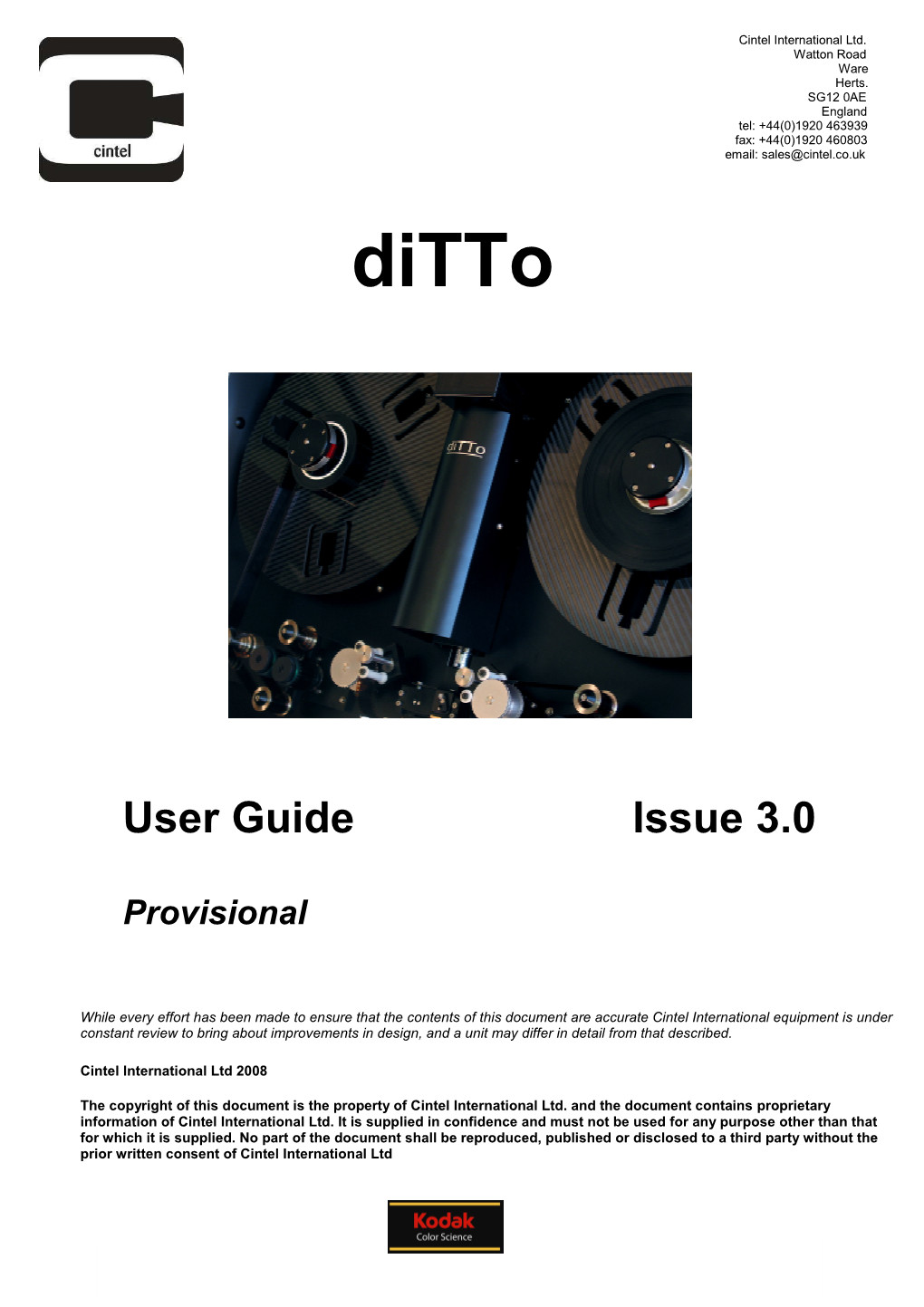 Ditto User Guide V3.0 Provisional