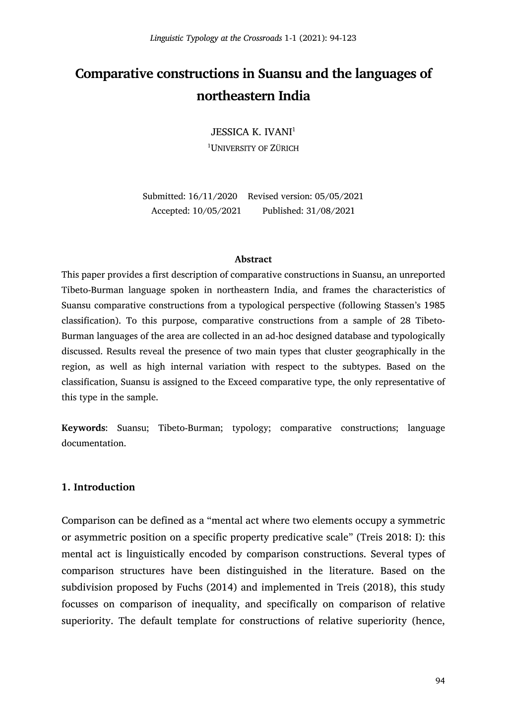 Comparative Constructions in Suansu and the Languages of Northeastern India