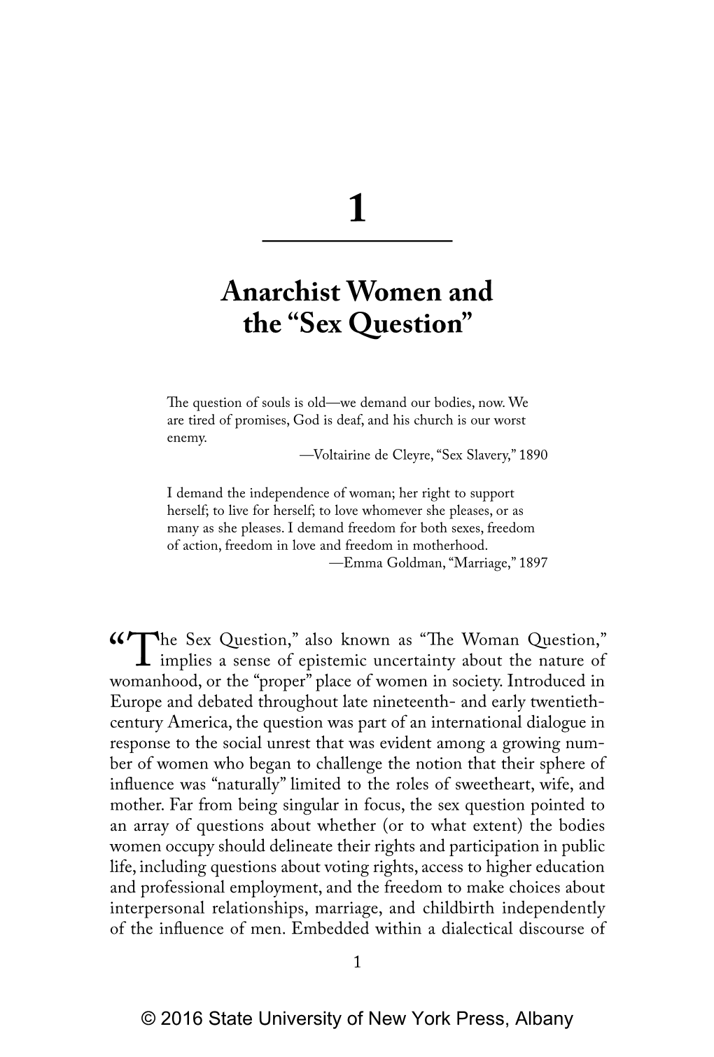 Anarchist Women and the “Sex Question”