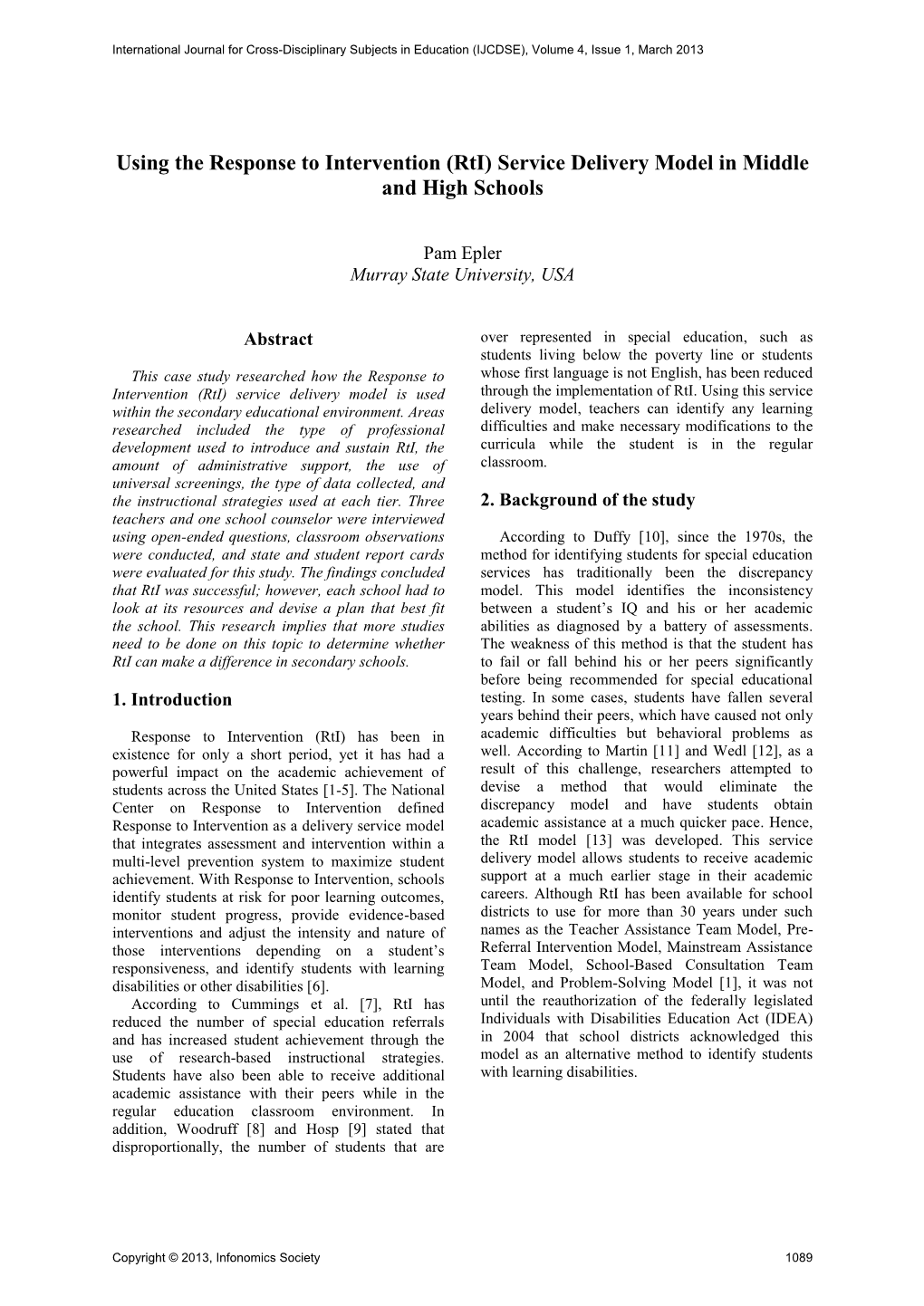 Using the Response to Intervention (Rti) Service Delivery Model in Middle and High Schools