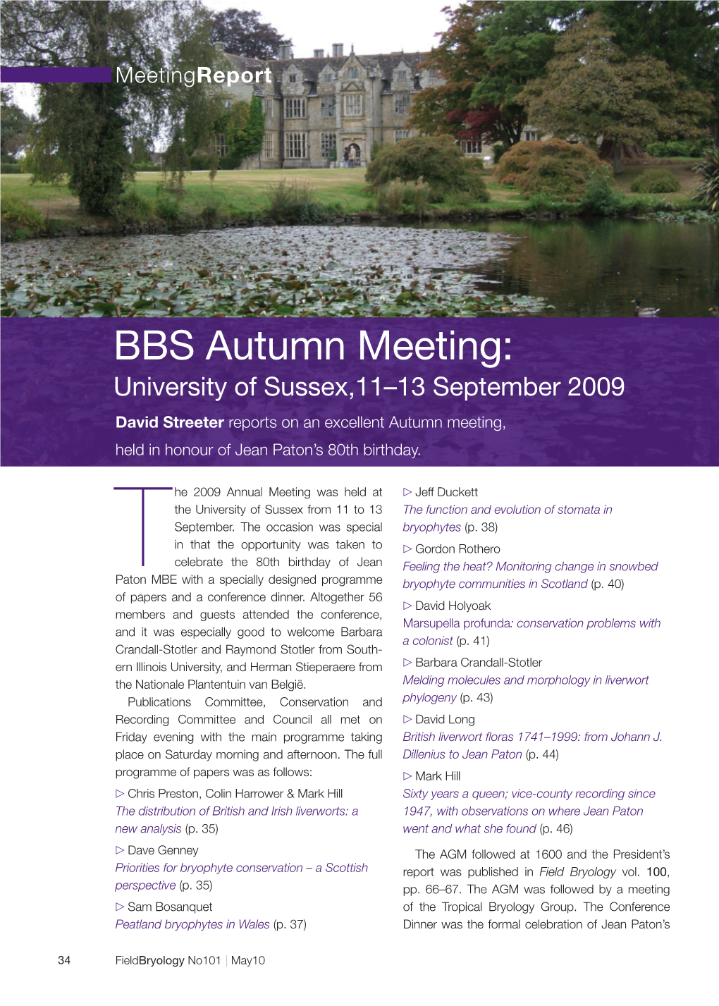 BBS Autumn Meeting: Excursion