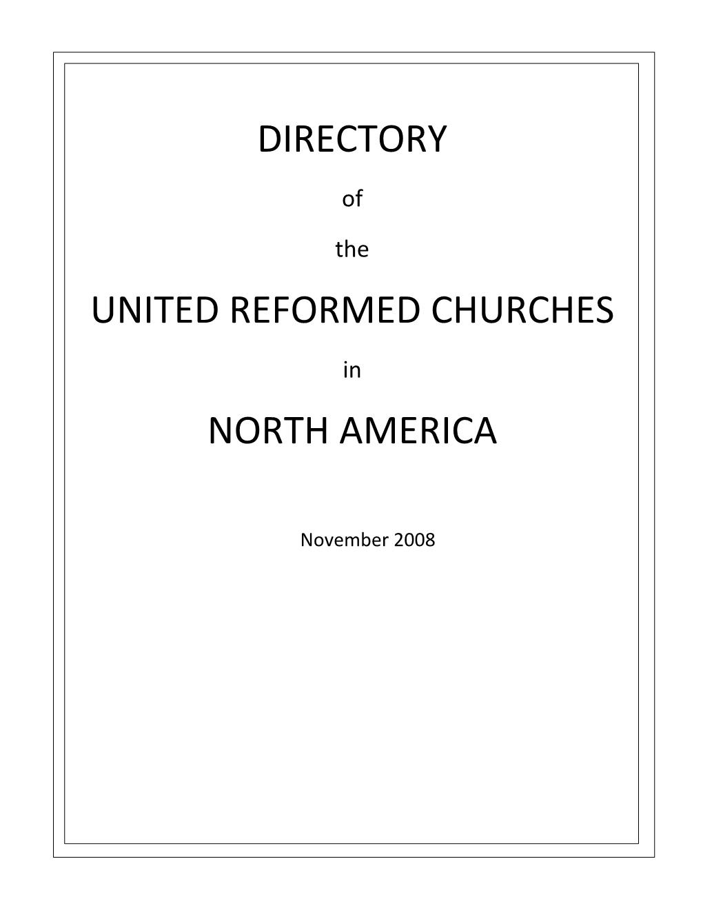 Directory United Reformed Churches North America