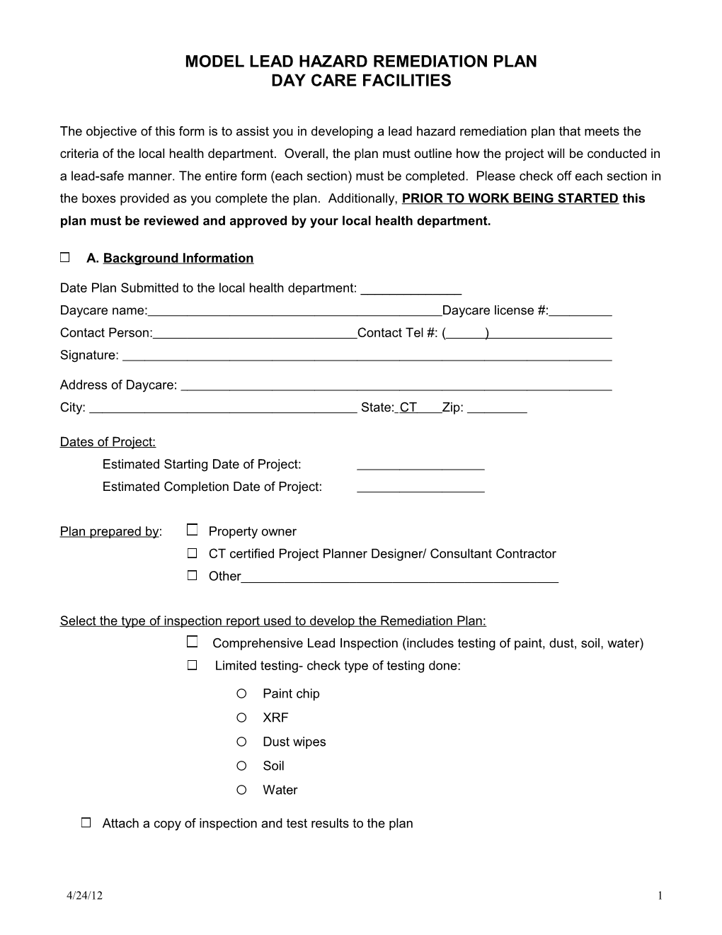 Model Abatement Plan for Residential Dwellings