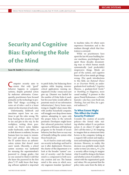 Security and Cognitive Bias: Exploring the Role of the Mind