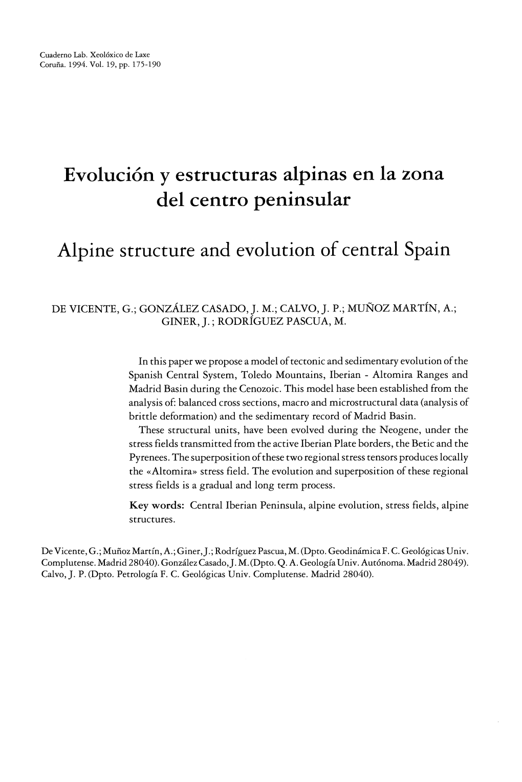 Evolución Y Estructuras Alpinas En La Zona Del Centro Peninsular Alpine