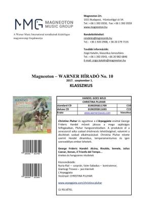 Magneoton – WARNER HÍRADÓ No. 10 KLASSZIKUS
