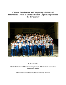 Sea-Turtles’ and Importing a Culture of Innovation: Trends in Chinese Human Capital Migration in the 21St Century