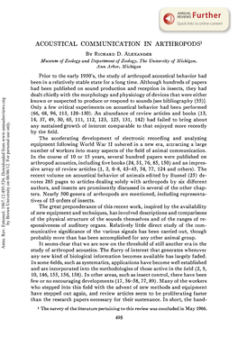 Acoustical Communication in Arthropods1