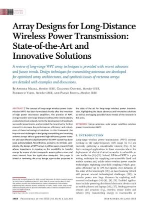 Array Designs for Long-Distance Wireless Power Transmission: State