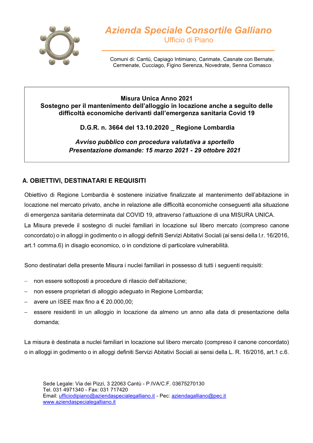 Azienda Speciale Consortile Galliano Ufficio Di Piano