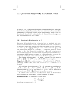12. Quadratic Reciprocity in Number Fields